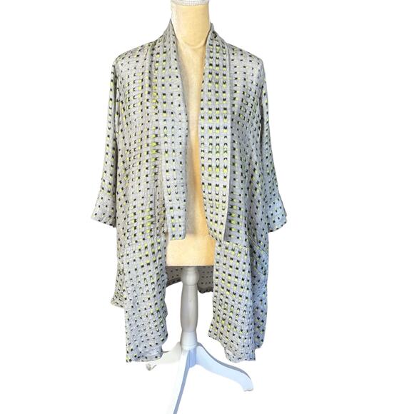 Dressori Kimono Jacket Top Open Front Size Medium Silk Art to Wear Artsy - Picture 1 of 12